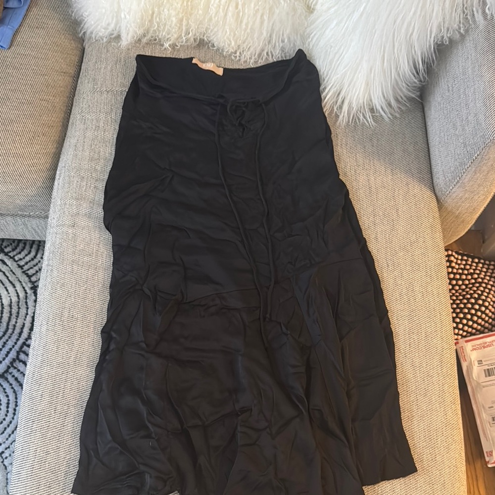 Cali Dreamin Ruched Pencil Midi Skirt Size L | Stretch Work Skirt |